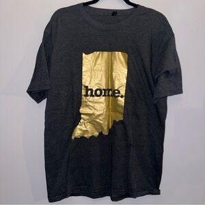 Anvil mid weight T-shirt unisex size large short sleeve gray gold Indiana home